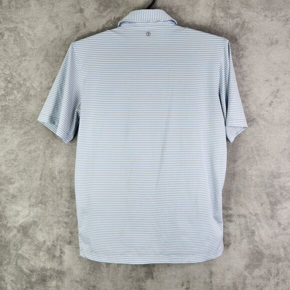 Men's Stitch Golf Striped Polo Shirt Blue Gray & White Short Sleeve Size M/L - Picture 7 of 11